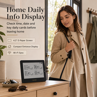 Kylendar Mini 4.2" Horloge de Bureau Intelligente avec Affichage E-Paper pour Entrée de Maison, Date, Heure et Météo, Synchronisation WiFi, Idéale pour Couloir et Étagère