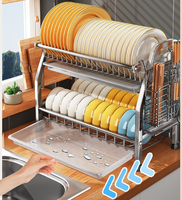 Support de rangement de cuisine en acier inoxydable Support de vidange multifonctionnel pour bols et plats ménagers