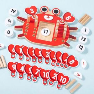 Jeu de calcul mathématique en bois, jouet d'apprentissage préscolaire, design exquis en forme de crabe, jouet de comptage - Product Image 3