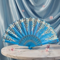 Abanico Plegable de Plástico Hecho a Mano de 23 cm con Diseño Floral, Marca Modelo para Decoración de Bodas, Recuerdo y Regalo