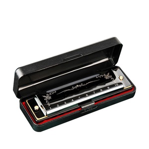 Blues 10 fori C chiave armonica principiante ingresso studente strumento Blues in rame piatto del sedile armonica - Product Image 1