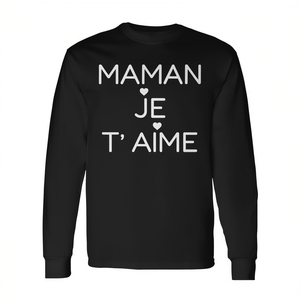 T-shirt à manches longues Maman Je T'aime French Love Heart - Product Image 2
