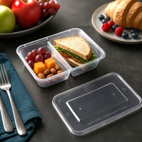 Boîte d'emballage alimentaire jetable en PP, directement de l'usine, micro-ondable, transparente, en plastique, pour la préparation des repas