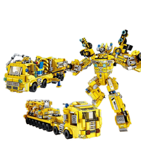 PANLOS 621019, modelo de Robot de deformación de coche amarillo grande, bloques de construcción de lucha, pegatinas de juguete para niños, regalo, ladrillos pequeños