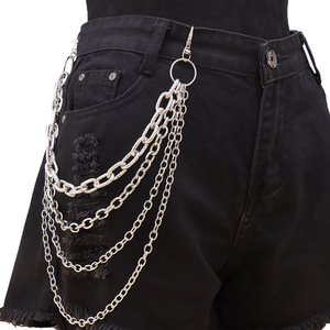 Unisex <b>Waist</b> <b>Chain</b> Four Layer Tibetan Silver Hip Hop Punk Casual Accessory - Product Image 2