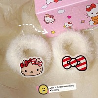 Vente en gros d'élastiques à cheveux noirs Hello Kitty, super mignons, accessoires pour cheveux doux et élégants pour enfants, meilleur cadeau pour