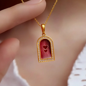 Fábrica al por mayor corazón estrella colgante collares chapado en oro Cadena de acero inoxidable collares de moda para niñas MOQ solo una pieza - Product Image 5