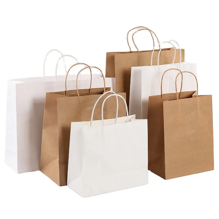 Nhà máy bán buôn tùy chỉnh Túi giấy Kraft có thể tái chế, quần áo bán chạy, giày dép, quà tặng, Túi mua sắm