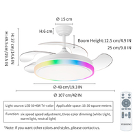 745 ventilateur de plafond moderne de 42 pouces avec lumière et télécommande ABS lame pliant rétractable ventilateur lumière décorative rvb Led ventilateur lampe
