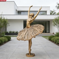 YOUFINE Fournisseur direct d'usine Sculpture de ballerine dorée en bronze Décoration de jardin extérieur Patio Danseuse élégante Art