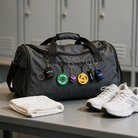 Porte-clés personnalisable DIY sur le thème du fitness, avec mini breloques en caoutchouc 3D en forme de disque de musculation et d'haltère, pour sac ou comme breloque de sac