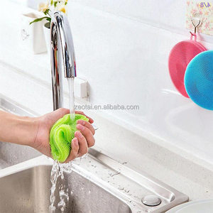 Hot Sale Newly Anti-bacterial <b>Round</b> Silicone Sponge Kitchen Clean <b>Brush</b> Silicone Dish Scrub for Dishwashing - Product Image 5