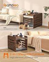 Table d'appoint pour animaux de compagnie en noyer naturel, mobilier moderne pour cage à chien avec station de charge