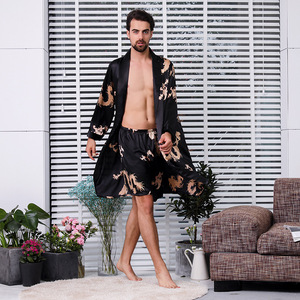 Yukata <span class=keywords><strong>Peignoir</strong></span> respirant pour <span class=keywords><strong>homme</strong></span> à manches longues et poches Style européen-américain <span class=keywords><strong>Grande</strong></span> <span class=keywords><strong>taille</strong></span> Chemise de nuit d'été Vêtements de maison - Product Image 3