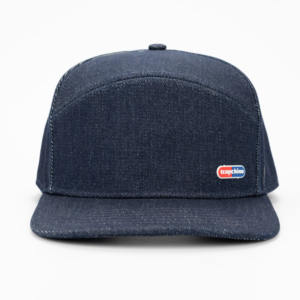 Casquette Snapback TCAP Chine personnalisée à 6 panneaux en denim avec visière plate et patch en caoutchouc - Product Image 2