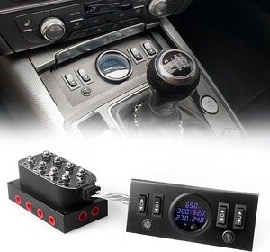 Solénoïde 12V pour suspension pneumatique 8 vannes avec panneau de commande et interrupteur de type bateau, équipé de cinq manomètres de pression d'air - Product Image 1