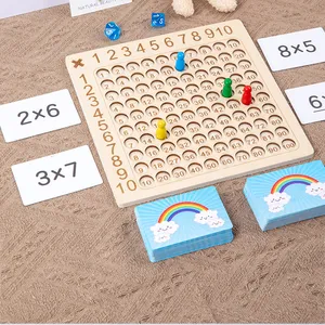 Öğrenme eğitici oyuncaklar matematik sayma yüz kurulu interaktif düşünme oyunu, ahşap Montessori çarpma kurulu oyunu