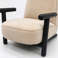 Fauteuil d'appoint moderne en tissu Teddy avec accoudoirs en bois massif, chaise de loisirs individuelle pour salon, hôtel, mobilier OEM&ODM