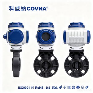 วาล์วผีเสื้อพลาสติก PVC พร้อมตัวกระตุ้นไฟฟ้าแบบหมุน 24V DC ขนาด DN100 8 นิ้ว แบบหน้าแปลนคู่ พร้อมซีลยาง ลดราคาพิเศษ COVNA B2B - Product Image 5
