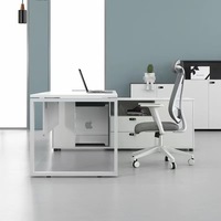 Mesa Ejecutiva Moderna Minimalista Blanca para Jefe/CEO, Mesa de Oficina para Computadora, Diseño de Mesa Ejecutiva, Escritorio en Forma de L