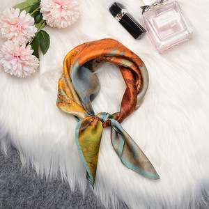<span class=keywords><strong>Foulard</strong></span> carré en soie de mûrier pour <span class=keywords><strong>femme</strong></span>, mode estivale, fin, rétro, bandeau élégant à motif floral, <span class=keywords><strong>luxe</strong></span> - Product Image 2