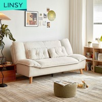 Sofá Cama Convertible Moderno Dos en Uno con Tapicería de Tela, Estructura de Madera, Color Cálido, para Sala de Estar y Dormitorio, Modelo G024-A