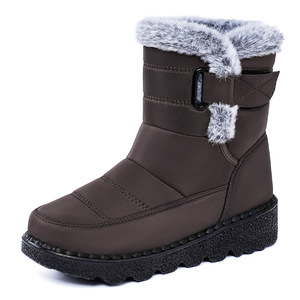 Bottes d'hiver imperméables pour femmes OEM ODM, doublure en fausse fourrure épaisse, sangle latérale réglable, semelle en caoutchouc antidérapante, tige en PU coupe-vent - Product Image 3