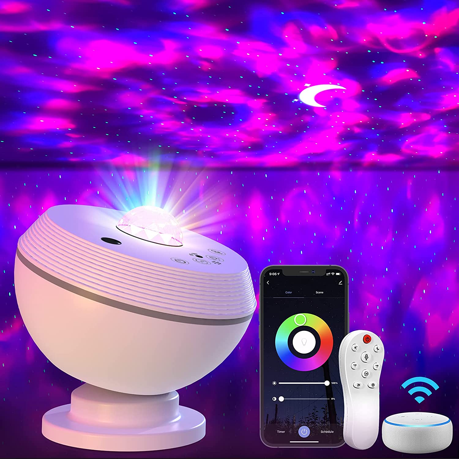 360 degree music light smart ball aurora starry sky projector lamp suitable for living room bedroom home theater