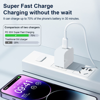 Chargeur Rapide 30W GaN pour iPhone 13 12 11 Xr Xs Pro Max 18W USB C UK/US/EU, Adaptateur Mural Original de Charge Type C pour Téléphone Apple