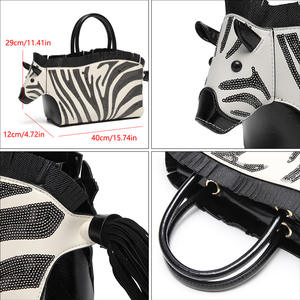 กระเป๋าผู้หญิงพิมพ์ลายม้าลายดีไซน์ใหม่ดีไซน์ประดับเลื่อมสีบล็อกไม่ซ้ำใครกระเป๋าสะพายไหล่คุณภาพสูง - Product Image 2