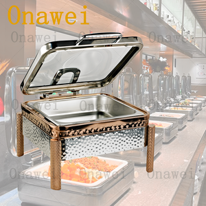 Onawei Rose Gold Restaurant Hotel <strong>Chafing</strong> <strong>Dishes</strong> Party Wedding Chefing <strong>Dish</strong> Catering Buffet Hanging Food Warmer Chaving <strong>Dish</strong> - Product Image 2