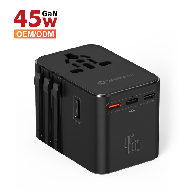 Wontravel Multi Nation Travel Adapter Usb Charger Worldwide 45W Super Fast Charging Travel Adapter with Usb-c to C Data