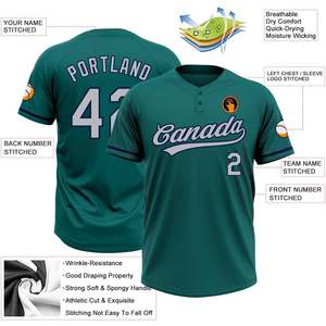 Maillots de softball personnalisés à deux boutons, maillots de baseball personnalisés pour garçons, uniformes de sport respirants en polyester pour hommes, femmes et jeunes ASIN - Product Image 2