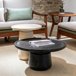 Wholesale <strong>Black</strong> Marble Coffee <strong>Table</strong> <strong>Round</strong> <strong>Side</strong> <strong>Table</strong> for Living Room Nordic Style Coffee <strong>Table</strong> Modern Commercial Custom Made - Product Image 5