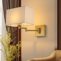 Appliques murales LED modernes en fer pour chambres, bureaux, salons - Bras orientables extensibles, style hôtel, revêtement en tissu, intensité réglable