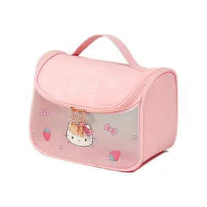 New Kitty Cat Scrub Makeup Bag Large Capacity Waterproof Portable Hook Toiletry Storage Bag Cosmetic Bag