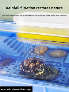 Moderno Acquario Compatto per Allevamento <span class=keywords><strong>Tartarughe</strong></span> con Piattaforma Prendisole, Facile Cambio <span class=keywords><strong>Acqua</strong></span>, Prevenzione Fuga, Separazione Rifiuti - Product Image 3