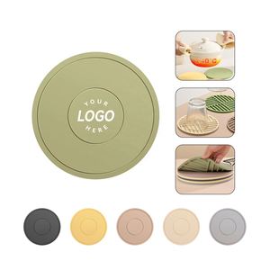 Custom Logo Multifunctional Round <b>Silicone</b> Place <b>Mat</b> Heat Resistant Kitchen Coasters Non-Slip Pot Holder for Dining Table Cute - Product Image 2