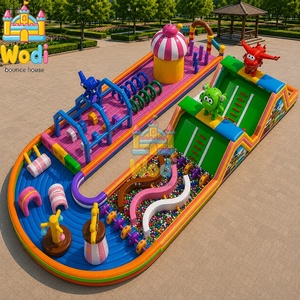 Circuito de Obstáculos Inflable con Forma de Gusano, Circuito de Obstáculos Inflable, Circuito de Obstáculos Inflable de Minecraft, Juego Acuático de Verano - Product Image 2