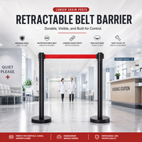 Poteaux de guidage rétractables en acier inoxydable avec bandes, barrières de sécurité pour la gestion de foule et la gestion des files d'attente