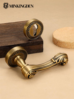 Juego de Cerraduras de Doble Puerta de Latón Macizo de Lujo Estilo Europeo Vintage, Juego Activo y Ficticio para Puertas de Entrada de Dormitorios de Grandes Villas