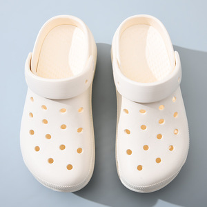 Sandalias de Plataforma con Cuña Transpirables para Mujer, Diseño Hueco de EVA Blanco Lechoso, Zapatos para Caminar en la Playa - Product Image 3