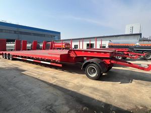 รถเทรลเลอร์แบบแท่นต่ำสำหรับงานหนัก50ton รถเทรลเลอร์3แกน12ล้อเหล็กสูง8มม. บันได ABS - Product Image 5
