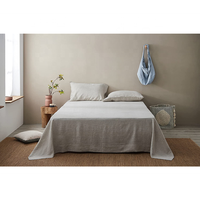 Ensemble de draps de lit en lin français de luxe 100% caractéristique de refroidissement ensemble de couette ajusté à motif solide lits king queen size-pour la maison hôtel