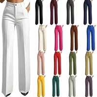 IChosy Pantalon de travail coupe bootcut extensible taille haute respirant style vintage pour femme avec poches noir