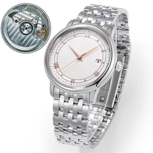 Classic Designer Style White Silk Textured Dial Rose Gold Hands 316L Stainless Steel Date Automatic <b>Mechanical</b> <b>Men</b> Luxury <b>Watch</b> - Product Image 1