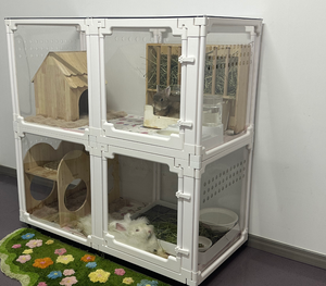 Sıcak satış çift çit şeffaf ABS PET özelleştirilebilir yükseklik köpek kafesi çit küçük hayvanlar kapalı kullanım için - Product Image 6