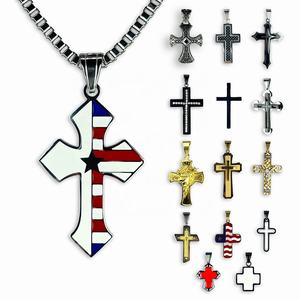 Joyería del Día <span class=keywords><strong>DE</strong></span> LA Independencia <span class=keywords><strong>Dios</strong></span> bendiga América Cruz colgante colgantes <span class=keywords><strong>de</strong></span> moda <span class=keywords><strong>de</strong></span> acero inoxidable <span class=keywords><strong>para</strong></span> hombres, mujeres y niños - Product Image 2