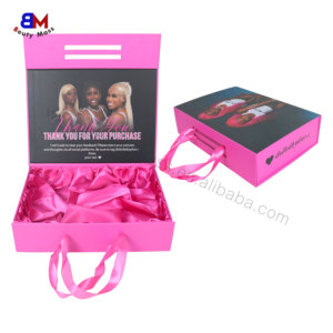 Boîte d'emballage personnalisée pour cheveux, boîte cadeau magnétique en carton écologique créative de luxe, intérieur en satin pour perruque, extension de cheveux - Product Image 5