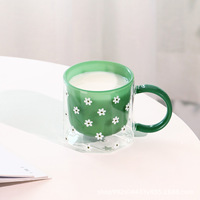 Tasse en verre à double paroi multicolore personnalisée tasse en verre à haute teneur en borosilicate tasse à café en verre à double paroi